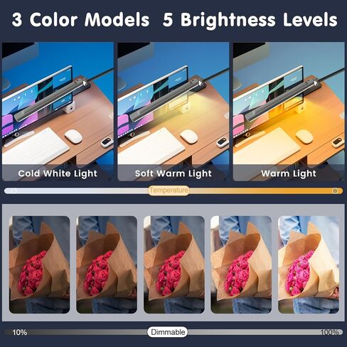 Multifunctional Light Bar with 3 Color Models and 5 Brightness Levels,Built-in 3600mAh Battery for Bookshelf Ceiling Light, Outdoor Light, Video Conference, Piano Light, Emergency Tube Light in Saudi Arabia