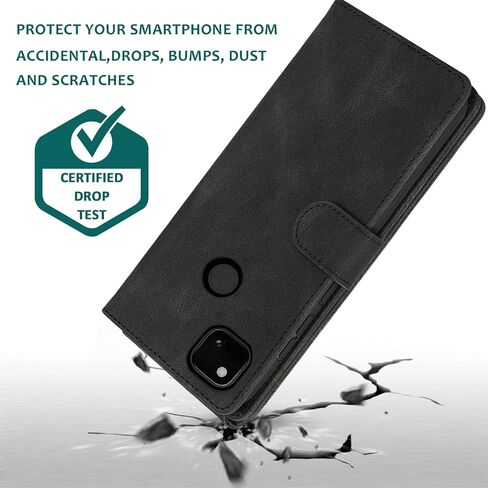 Asuwish Compatible with Google Pixel 4a 4G Wallet Case Tempered Glass Screen Protector and Zipper Leather Flip Cover Card Holder Stand Cell Accessories for Pixel4a Pixle a4 5.8 2020 Women Men Brown in Saudi Arabia