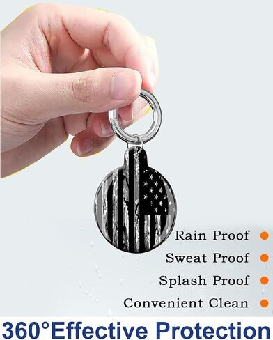 Compatible with AirTag Case Cover, Cute Protective Tracker Case with Loop Keychain Holder for Airtag,Scratch Resistant Airtag Cover for Wallet,Luggage,Cat,Dog,Pets(Camo America US Flag) in Kuwait