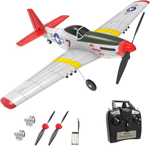 Top Race Remote Control Airplane, RC Plane 4 Channel Ready to Fly RC Planes for Adults, Advanced RC Foam Plane, Remote Control War Cessna P51 Mustang Upgraded with Propeller Saver (14 * 15 inch) in Kuwait