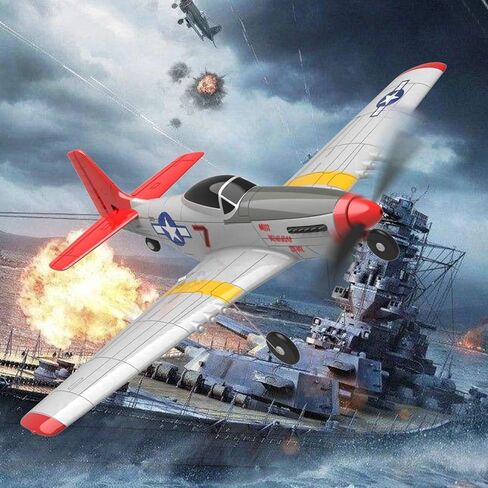 Top Race Remote Control Airplane, RC Plane 4 Channel Ready to Fly RC Planes for Adults, Advanced RC Foam Plane, Remote Control War Cessna P51 Mustang Upgraded with Propeller Saver (14 * 15 inch) in Kuwait