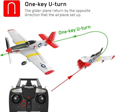 Top Race Remote Control Airplane, RC Plane 4 Channel Ready to Fly RC Planes for Adults, Advanced RC Foam Plane, Remote Control War Cessna P51 Mustang Upgraded with Propeller Saver (14 * 15 inch) in Kuwait