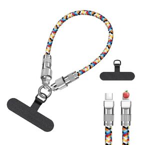 Aolcev Charging Cable 1FT Phone Wrist Strap Lanyards 60W or iPhone Fast Charger Cord Cell Phone Wrist Strap Plait Universal Charging Cord Multifuctional Wrist Straps for iPhone 16 15 Pro Max Plus