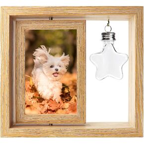Dog Memorial Gifts for Loss of Dog, Pet Remembrance Rotating Picture Frame with 4x6 Photo Display & Keepsake Bottle, Animal Memorial Gifts for Pet Passing Away