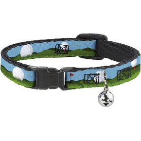 Cat Collar Breakaway Golf Course Balls Holes Blues Greens 8 to 12 Inches 0.5 Inch Wide
