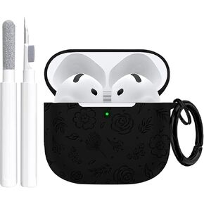 Valkit for AirPods 4th Generation Case,AirPod 4 Case Silicone Shockproof Protective Skin Cover for Women Men with Keychain for iPod 4 Case Charging Case 2024(Midnight Blue)