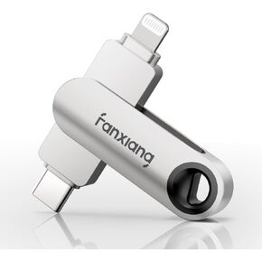 fanxiang 64GB USB Flash Drive, USB 3.2 Gen1 Thumb Drive, USB Drive with Lightning and Type-C, 2-in-1 USB Memory Stick Jump Drive for Storage and Backup, MFi Certified，F385