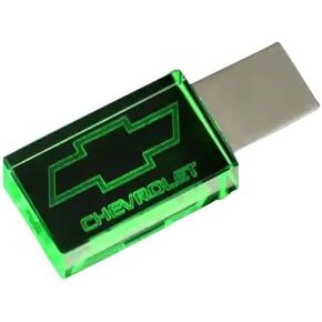 Custom LED Light USB Flash Drive, 128GB, Crystal Car Logo Design, High Speed USB 2.0, (Blue)