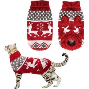 Dog Christmas Sweaters Christmas Sweater Cat Pet Xmas Clothes Cat Christmas Outfit Holiday Classic Winter Knitwear Warm Reindeer Snowflake Sweater for Kitty Puppy Dogs Cat