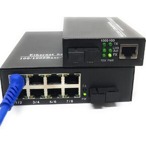 Switch 8 Port Fiber Media Converter Gigabit Fiber Optic Media Converter Cat5e Cat6 10/100/1000