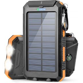 Suscell Solar-Charger-Power-Bank-38800mAh Solar Power Bank with 2.4A USB-A Output Ports Compatible with iPhone, Samsung Galaxy, and More, Dual Emergency LED Flashlight Perfect for Hiking, Camping