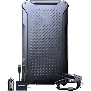 Dark Energy Poseidon Pro Indestructible Portable Charger | USB-A and USB-C Connectors, Ultra-Durable Armorflex, Long Lasting Battery, 10,200 mAh | with Signature Series Plugs, Hi-Vis Orange