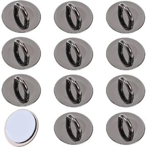 12pcs Phone Charm Hook, Metal Round Phone Finger Grip Holder Adhesive Phone Ring Loop Stand Universal Phone Holder for Cell Phone Case Tablet DIY Hanging Accessories(Silver)