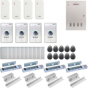 Visionis FPC-6550 Four Doors Access Control TCP/IP Wiegand For In Swing Door Electric 300lbs Mag Lock Controller Box + Indoor/Outdoor Card Reader + Software Included + 20,000 Users