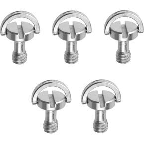 Savagow 5Pcs D Ring Tripod Screw 1/4 Inch Stainless Steel D Shaft Black Screw Camera Mounting Screw Adapter Quick Release Flat Head Screw