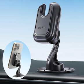 pop-tech Car Mount for Socket Grip, Socket Phone Holder for Car Dashboard, Adhesive Phone Mount for Stand, Compatible with Socket Wallet iPhone, Rotatable Soft Base, Dash Curved Surface Friendly