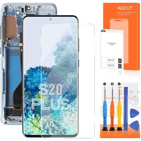 OLED for Samsung Galaxy S20 Plus Screen Replacement S20 Plus 5G LCD Display G985F G986U G986B G986W Screen Touch Digitizer Blue with Frame+Installation Video(with Fingerprint Function,Original Size)