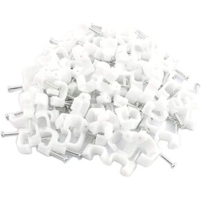DGZZI 300pcs Cable Clips Steel Nail PE Plastic Clips Rectangle Cable Clamp with Nail(100pcs 4mm + 100pcs 6mm + 100pcs 8mm)
