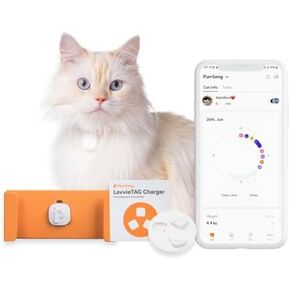 LavvieTAG Charger Set | Smartwatch for Cat ID Tag Light (0.01lbs) Activity Analysis Heath Care Calrorie Consumption App Integration Monitor Fitness Tracker(Charger Included)