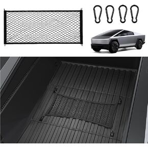 BASENOR Tesla Cybertruck 2024 Trunk Cargo Mesh Net for Pickup Truck Bed with Strong Metal Hook for Exterior Cybertruck Accessories
