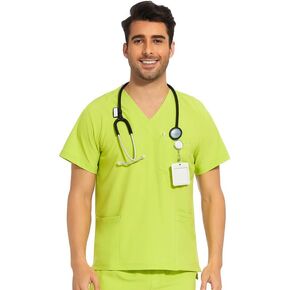 COZYFIT Scrub Top for Men - Stretch V-Neck Scrubs with 3 Pockets, Anti-Wrinkle Scrubs for Men