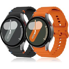 Sport Band Compatible with Samsung Galaxy Watch 7 Band 40mm 44mm,2-Pack No Gap Soft Silicone Bands For Galaxy Watch 6 5 4 Band 40mm 44mm/Galaxy FE/6 classic 43mm 47mm/4 classic 42mm 46mm For Women Men