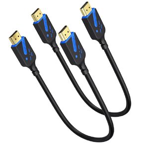 HDMI 2.0 Cable 1FT, 2-Pack, 4K@60Hz Gaming HDMI Cable, Support High Speed 18Gbps, Dolby, HDR10, ARC/eARC, HDCP2.2, Compatible with Xbox, PS5/4/3, Nintendo, Computer, ROKU TV Box, Soundbar