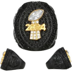 2024 Fantasy Football Championship Ring with Wooden Box League Champion Trophy Rings Premium Award for Winner