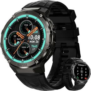 Smart Watch for Men Women, 1.43" AMOLED Fitness Tracker, 50M Waterpoof Sport Watch with Heart Rate/SpO2/Sleep Monitor/Pedometer, 480mAh Military Smartwatch(Answer/Dial Call) for Android iOS