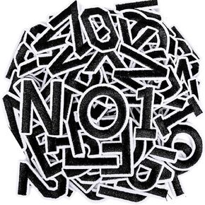 144Pcs Iron on Letters and Numbers Patches, Black and White Iron on Letter Patches,Adhesive Alphabet Embroidered Patch A-Z,Numbers 0-9 Applique for Clothes, Dress, Hat, Socks, Jeans, DIY Accessories