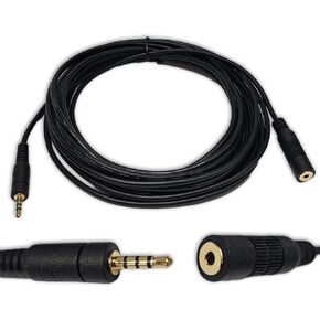 15' 2.5mm 4-Pin Backup Camera Extension Cable, M/F TRRS 4C, Male/Female M4 Conductor Gold Plated Connectors, Cord for Dash Cam or Mirror/Rearview Camera