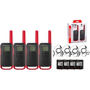 Motorola Solutions Portable FRS Talkabout T210 Two Way Radio 4-Pack Walkie Talkies Red/Black 22 Channels 4 PTT Earpieces in Kuwait