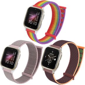 [3 Pack] Ginffaa Nylon Watch Bands Compatible for Garmin Venu/Venu Sq 2/Venu Sq Music/Venu 2 Plus/Vivoactive 3/Vivomove HR Band,Women Men 20mm Adjustable Loop Straps for Forerunner 158/245/645/55