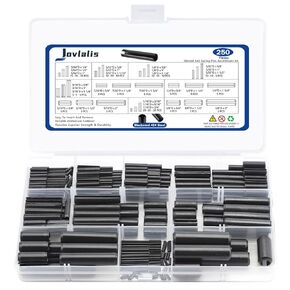 370 Pcs Roll pin Assortment, SAE Roll Pin Set, Slotted Spring Pins, Steel Split Expansion Pin, Black Roll Pins, 1/16 5/64 3/32 1/8 5/32 3/16 7/32 1/4 5/16 3/8 Inch Spring Dowel