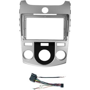 9'' Car Radio Stereo Fascia Frame Panel Trim with Power Harness Loom for 2008-2013 KIA Forte(MT) Cerato 2 Manual AC Dash Mount (Black)