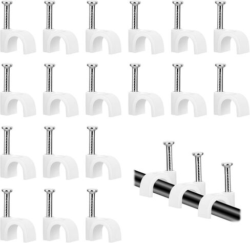 Molain 100 Pack Cable Wire Clips, 4mm 6mm 8mm 10mm Cable Management Organizer Clips Circle Nail in Cable Clips Wire Wall Clips for Ethernet Cable, Telephone Cable, Home Desk TV Wire, Computer(White) in Saudi Arabia