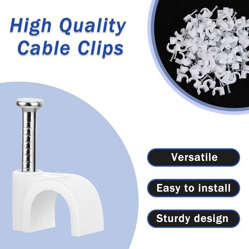 Molain 100 Pack Cable Wire Clips, 4mm 6mm 8mm 10mm Cable Management Organizer Clips Circle Nail in Cable Clips Wire Wall Clips for Ethernet Cable, Telephone Cable, Home Desk TV Wire, Computer(White) in Saudi Arabia