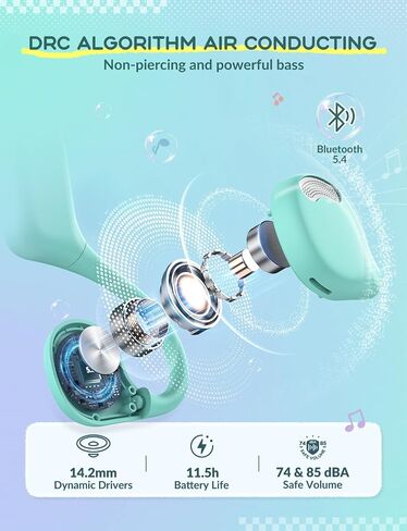 iClever Kids Headphones, Bluetooth 5.4 Air Conduction Open Ear Headphones, Safe Volume 74&85 dBA, Clear Audio, 360° Bending, Ultra-Light Comfortable Kids Bluetooth Headphones for iPad/Outdoor/Sports in Saudi Arabia