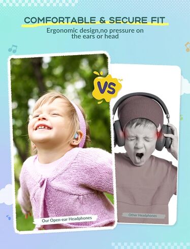 iClever Kids Headphones, Bluetooth 5.4 Air Conduction Open Ear Headphones, Safe Volume 74&85 dBA, Clear Audio, 360° Bending, Ultra-Light Comfortable Kids Bluetooth Headphones for iPad/Outdoor/Sports in Saudi Arabia