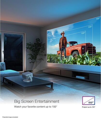 جهاز عرض ليزر ذكي محمول Epson EpiqVision Mini EF22، ساطع 1000 لومن، FHD 1080p HDR، 3-Chip 3LCD، Google TV، Netflix، حامل دوار، مكبرات صوت ستيريو، الفناء الخلفي/المسرح المنزلي، أزرق حجري in Saudi Arabia
