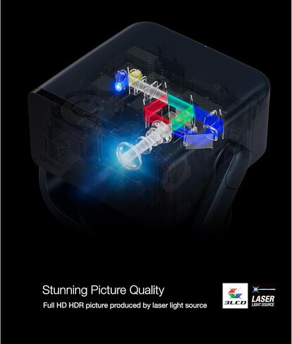 جهاز عرض ليزر ذكي محمول Epson EpiqVision Mini EF22، ساطع 1000 لومن، FHD 1080p HDR، 3-Chip 3LCD، Google TV، Netflix، حامل دوار، مكبرات صوت ستيريو، الفناء الخلفي/المسرح المنزلي، أزرق حجري in Saudi Arabia