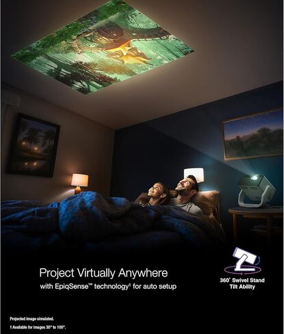 جهاز عرض ليزر ذكي محمول Epson EpiqVision Mini EF22، ساطع 1000 لومن، FHD 1080p HDR، 3-Chip 3LCD، Google TV، Netflix، حامل دوار، مكبرات صوت ستيريو، الفناء الخلفي/المسرح المنزلي، أزرق حجري in Saudi Arabia