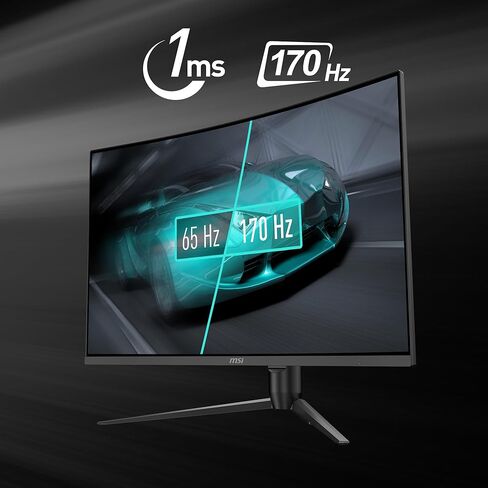 MSI G32CQ5P، شاشة ألعاب مقاس 32 بوصة، شاشة ألعاب منحنية 2560 × 1440 (QHD)، 1 مللي ثانية، 170 هرتز، FreeSync Premium، 1500R، HDMI، DisplayPort، إمالة، دوران، محوري وارتفاع قابل للتعديل. in Saudi Arabia