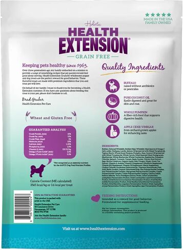Health Extension Heart-Shaped Crunchy Biscuits, 12oz (340g) – Buffalo Recipe, GMO-Free Dog Training Treats for Small Breeds, Added Vitamins & Minerals (Pack of 4) in Saudi Arabia