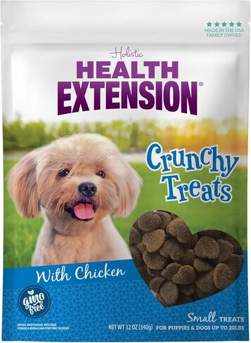 Health Extension Heart-Shaped Crunchy Biscuits, 12oz (340g) – Buffalo Recipe, GMO-Free Dog Training Treats for Small Breeds, Added Vitamins & Minerals (Pack of 4) in Kuwait