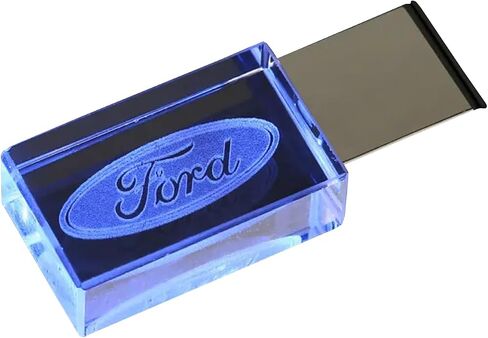 Custom LED Light USB Flash Drive, 128GB, Crystal Car Logo Design, High Speed USB 2.0, (Blue) in Saudi Arabia