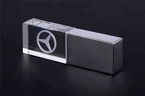 Custom LED Light USB Flash Drive, 128GB, Crystal Car Logo Design, High Speed USB 2.0, (Blue) in Saudi Arabia