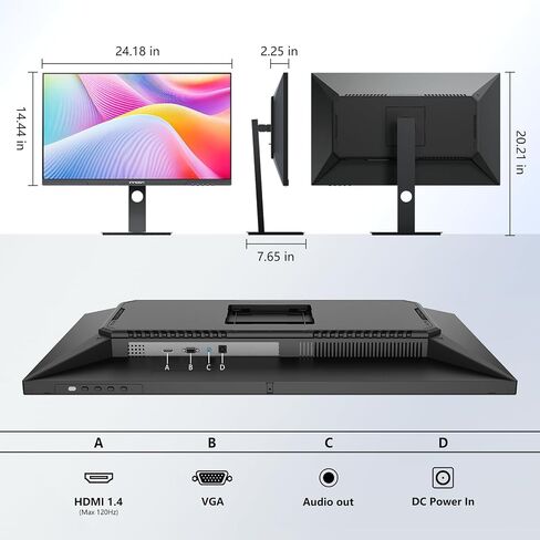 INNOCN 27" Monitor 120Hz FHD 1920 x 1080p IPS PC Computer Desktop Gaming Display Built-in Speaker, Eyes Care, Height/Pivot Adjustable, HDMI, VGA, VESA Mountable - Black, 27D1FR in Saudi Arabia