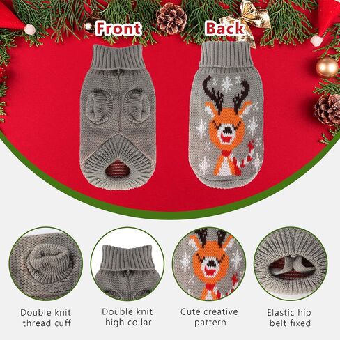 Dog Christmas Sweaters Christmas Sweater Cat Pet Xmas Clothes Cat Outfit Holiday Classic Winter Knitwear Warm Reindeer Snowflake Sweater for Kitty Puppy Dogs Cat in Saudi Arabia