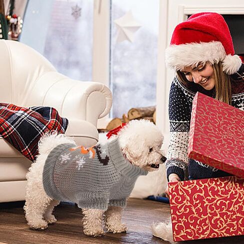 Dog Christmas Sweaters Christmas Sweater Cat Pet Xmas Clothes Cat Outfit Holiday Classic Winter Knitwear Warm Reindeer Snowflake Sweater for Kitty Puppy Dogs Cat in Saudi Arabia
